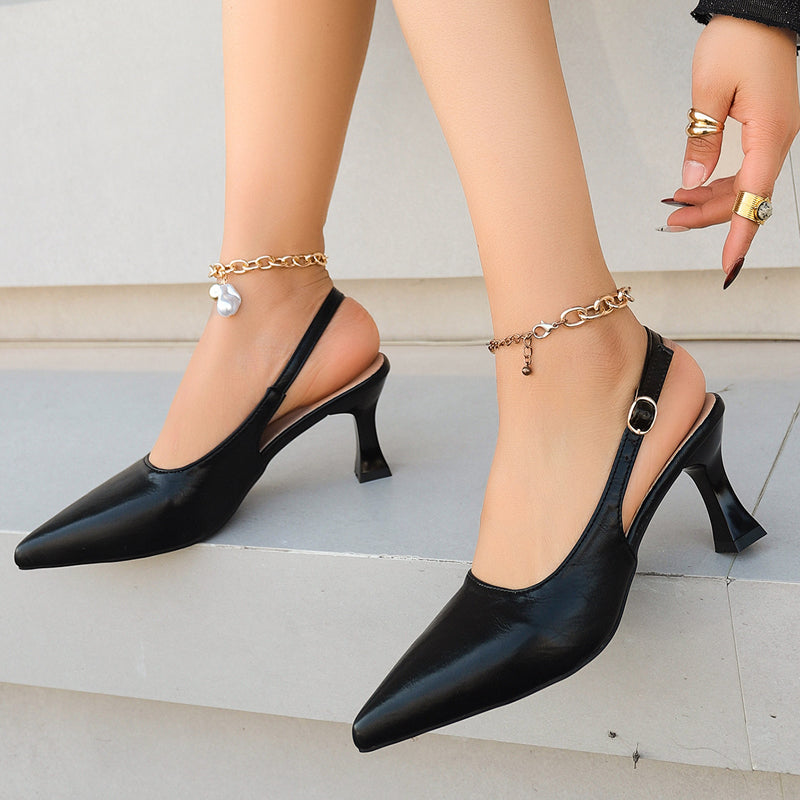 Stylish spool heel pointed toe shoes