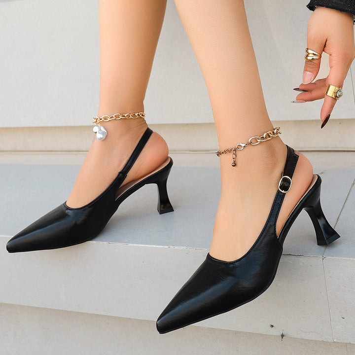Stylish spool heel pointed toe shoes