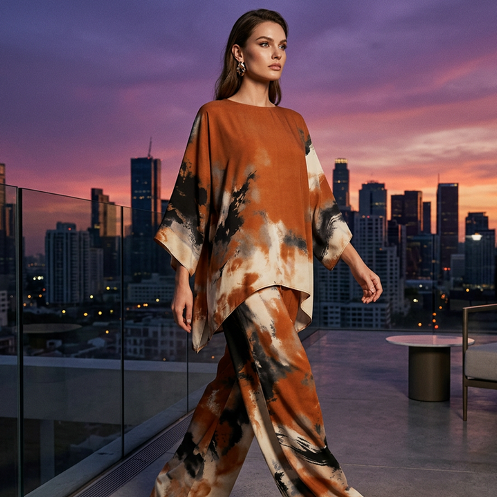 Falvynna Set – Oversized Tunic & Artistic Wide-Leg Pants